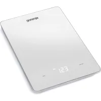 Ваги Gorenje KT10LBW кухонні, 10кг, дисплей, скло, білий