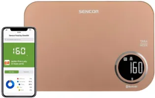 Ваги Sencor кухонні, 5кг, підключення до смартфону, пластик, (SKS7076GD)