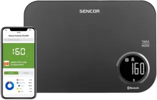 Ваги Sencor кухонні, 5кг, підключення до смартфону, пластик,  (SKS7078BK)