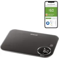 Ваги Sencor кухонні, 5кг, підключення до смартфону, пластик,  (SKS7078BK)
