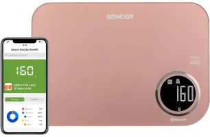 Ваги Sencor кухонні, 5кг, підключення до смартфону, пластик (SKS7075RS)