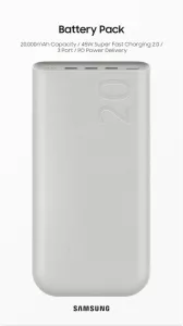 Зовнішній акумулятор  SAMSUNG Battery Pack 20000mAh 45W (EB-P4520XUEGEU) / Beige