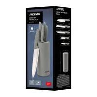 Набір ножів з блоком Ardesto Gemini, 6 предметів, нержавіюча сталь, пластик, сірий (AR2106GR)