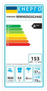 Пральна машина Samsung WW90DG5G34AELE