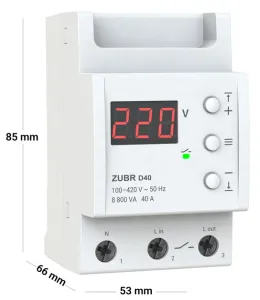 Реле напруги ZUBR D40 однофазне (40 А, 8 800 ВА) (4820120220425)