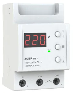 Реле напруги ZUBR D63 однофазне (63 А, 13 900 ВА) (4820120220388)