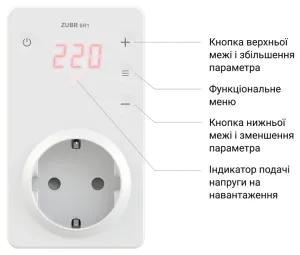 Реле напруги ZUBR SR1 red (встановлення в розетку)