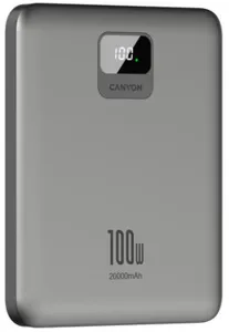 Зовнішній акумулятор CANYON PB-2008 LED FLAT 20000 mAh PD100W QC3.0 Dark Grey (CNE-CPB2008DG)