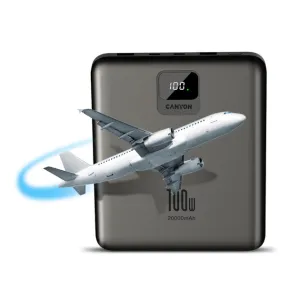 Зовнішній акумулятор CANYON PB-2008 LED FLAT 20000 mAh PD100W QC3.0 Dark Grey (CNE-CPB2008DG)