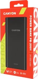 Зовнішній акумулятор Canyon Power Bank 20000 mAh PB-2001 Black (CNE-CPB2001B)