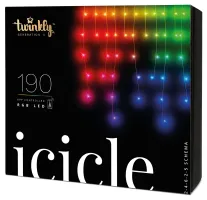 Гірлянда Smart LED Twinkly Icicle RGB 190 IP44 5м кабель прозорий (TWI190STP-TEU)