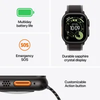 Смарт-годинник Apple Watch Ultra 3 GPS + Cellular 49mm Black Titanium Case with Black Alpine Loop - S (MF0Q4QP/A)