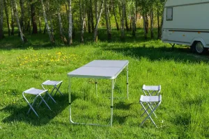 Набір стіл та стільці розкладні Neo Tools, стіл 60х120х60см, 4 стільці 36х34Х27см, 6.9кг (63-159)