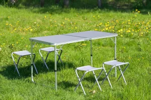 Набір стіл та стільці розкладні Neo Tools, стіл 60х120х60см, 4 стільці 36х34Х27см, 6.9кг (63-159)