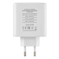 Зарядний пристрій мережевий 2E 65Вт GaN 2хUSB-C/USB-A, PD/QC (2E-WC3USB65W-W)