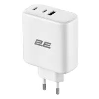 Зарядний пристрій мережевий 2E 65Вт GaN 2хUSB-C/USB-A, PD/QC (2E-WC3USB65W-W)