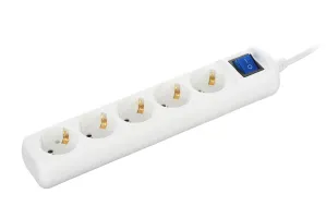 Подовжувач мережевий 2E 3м, 5xТипF, 16A, білий (2E-U05ESM3)