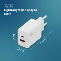Зарядний пристрій DIGITUS GaN 1хUSB-C, 1хUSB-A, 30W (DA-10301)