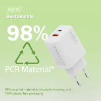 Зарядний пристрій DIGITUS GaN 1хUSB-C, 1хUSB-A, 30W (DA-10301)