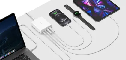Зарядний пристрій мережевий Belkin 108Вт 2хUSB-С GAN PD PPS/2хUSB-A (WCH010VFWH)