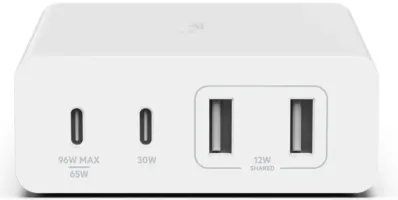 Зарядний пристрій мережевий Belkin 108Вт 2хUSB-С GAN PD PPS/2хUSB-A (WCH010VFWH)