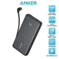 Зовнішній акумулятор ANKER 10000 mAh 22.5W Built-In USB-C Cable Black (A110DH11)