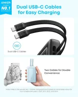 Зовнішній акумулятор ANKER - 20000 mAh 45W Built-In Dual USB-C Cables (Чорний)