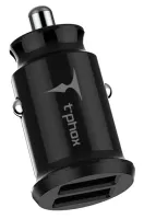 авто зарядка T-PHOX Charger Set 2.4A Dual+MicroUSB cable 1.2m (Чорний)