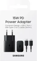 Зарядний пристрій мережевий SAMSUNG 15W Power Adapter (w C to C Cable) EP-T1510XBEGEU / Чорна