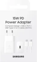 Зарядний пристрій мережевий SAMSUNG 15W Power Adapter (w C to C Cable) EP-T1510XWEGEU / Біла