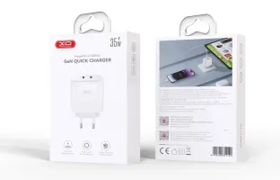 Зарядний пристрій мережевий XO L140 - 35W PD Dual port USB-C (Білий)