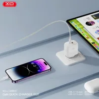 Зарядний пристрій мережевий XO L140 - 35W PD Dual port USB-C (Білий)