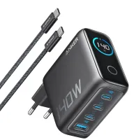 Зарядний пристрій мережевий ANKER Laptop GaN Charger 140W, 3xUSB-C PD3.1 & 1xUSB-A w Display and Cable (Black)