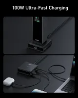 Зарядний пристрій мережевий ANKER Charging Base for Anker Prime 100W, 2xUSB-C, 1xUSB-A, Pogo pin (Чорний)