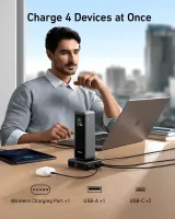 Зарядний пристрій мережевий ANKER Charging Base for Anker Prime 100W, 2xUSB-C, 1xUSB-A, Pogo pin (Чорний)