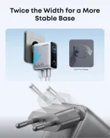 Зарядний пристрій мережевий ANKER GaN Charger 100W, 2xUSB-C PD & 1xUSB-A w Display and Cable (Silver)