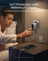 Зарядний пристрій мережевий ANKER GaN Charger 100W, 2xUSB-C PD & 1xUSB-A w Display and Cable (Silver)