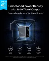 Зарядний пристрій мережевий ANKER GaNPrime Charger 160W, 3xUSB-C PD3.1 w Display (Сріблястий)