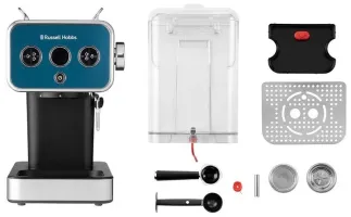 Кавоварка еспрессо RUSSELL HOBBS 26451-56 Distinctions Ocean, 1,1л, мелена + чалди, синьо-сріблястий