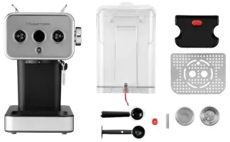 Кавоварка еспрессо RUSSELL HOBBS 26452-56 Distinctions Titanium, 1,1л, мелена + чалди, сріблястий