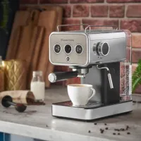 Кавоварка еспрессо RUSSELL HOBBS 26452-56 Distinctions Titanium, 1,1л, мелена + чалди, сріблястий