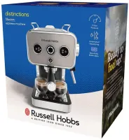 Кавоварка еспрессо RUSSELL HOBBS 26452-56 Distinctions Titanium, 1,1л, мелена + чалди, сріблястий