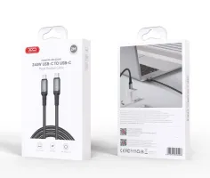 Кабель XO NBQ264A High Power Braided Type-C to Type-C - 240W - 2m (Чорний)
