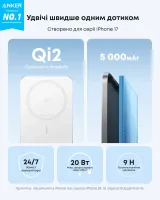 зовн. акум. ANKER Nano - 5000 mAh Qi2 15W MagGo Slim (Orange)