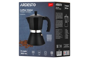 Гейзерна кавоварка Ardesto Gemini Trento, 0.3л, чорна (AR0806AIB)