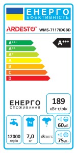 Пральна машина Ardesto Black Mars WMS-7117IDGBD, 7кг, 1400, 48см, сіра